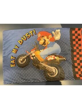 Super Mario Kart Nintendo Eat My Dust Dirt Bike Mario Luigi Standard Pillow Case